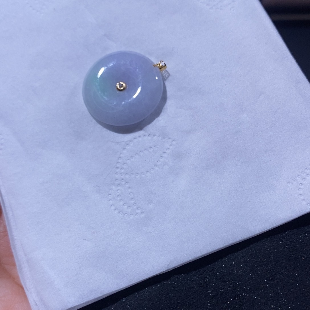 翡翠吊坠(不含链)18K金镶嵌