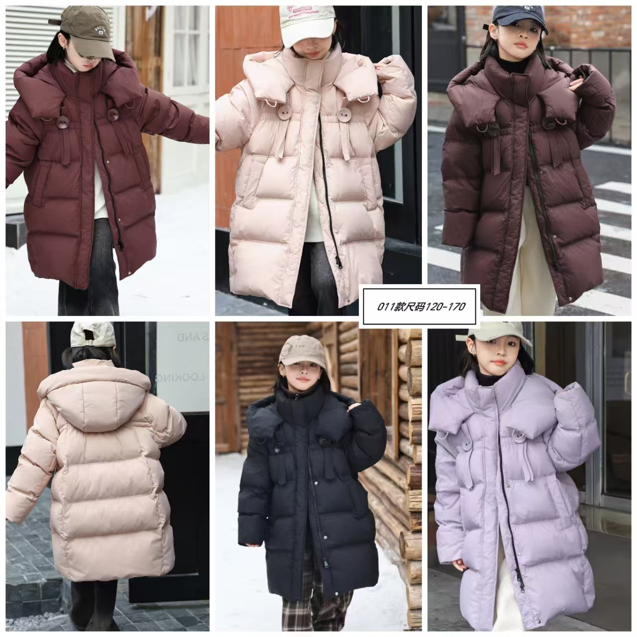 【B.Duck】小黄鸭亲子装羽绒服新款女宝中大童加厚纯色休闲外套011