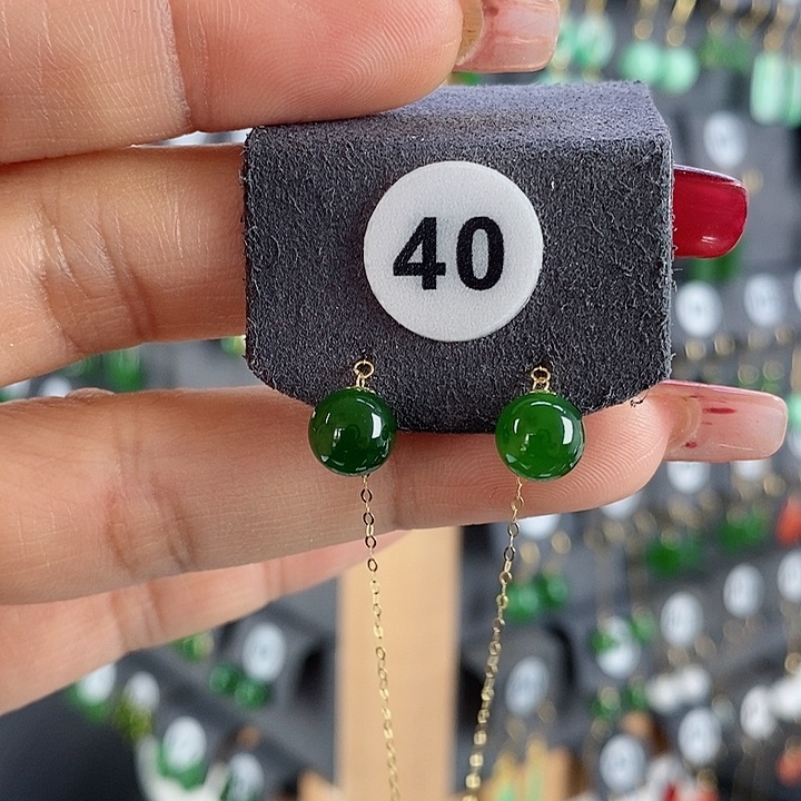 和田玉耳饰18K金镶嵌