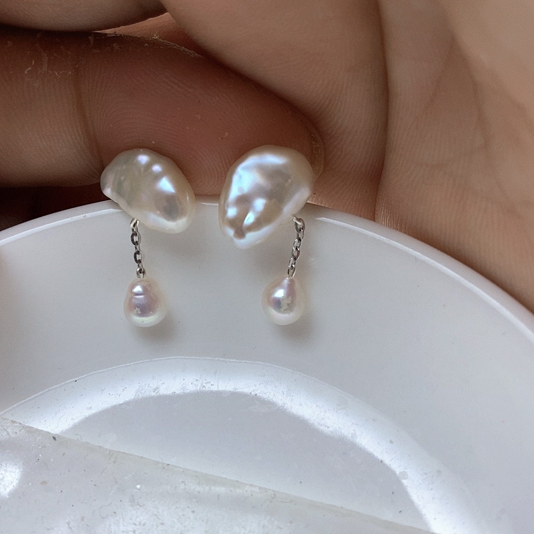 初***.合金淡水珍珠耳饰