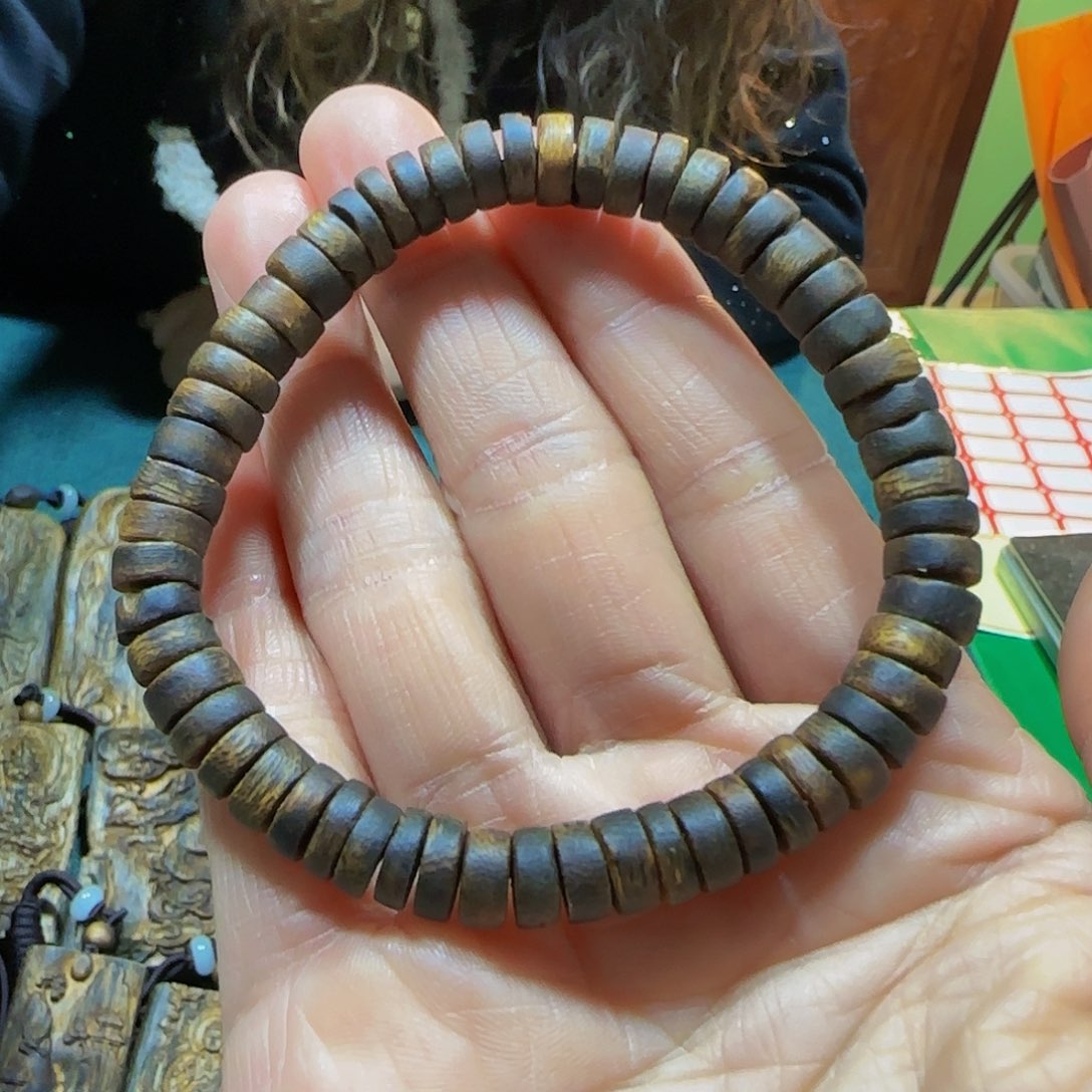 沉香手串海南白奇乌身老料金丝油算盘珠8.2克多样性发一