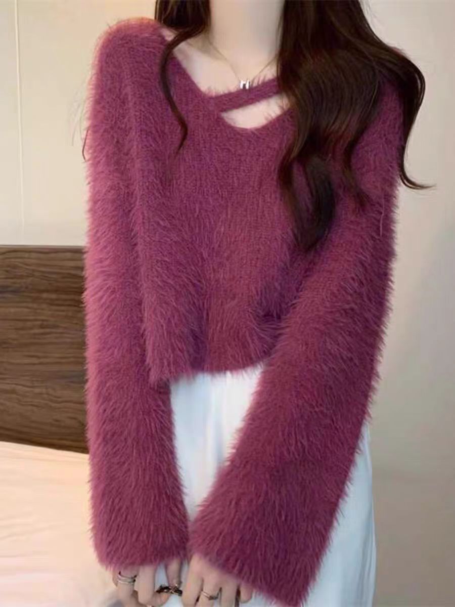 （71-140）领温柔风水貂绒针织衫内搭打底毛衣女秋冬季软糯上衣