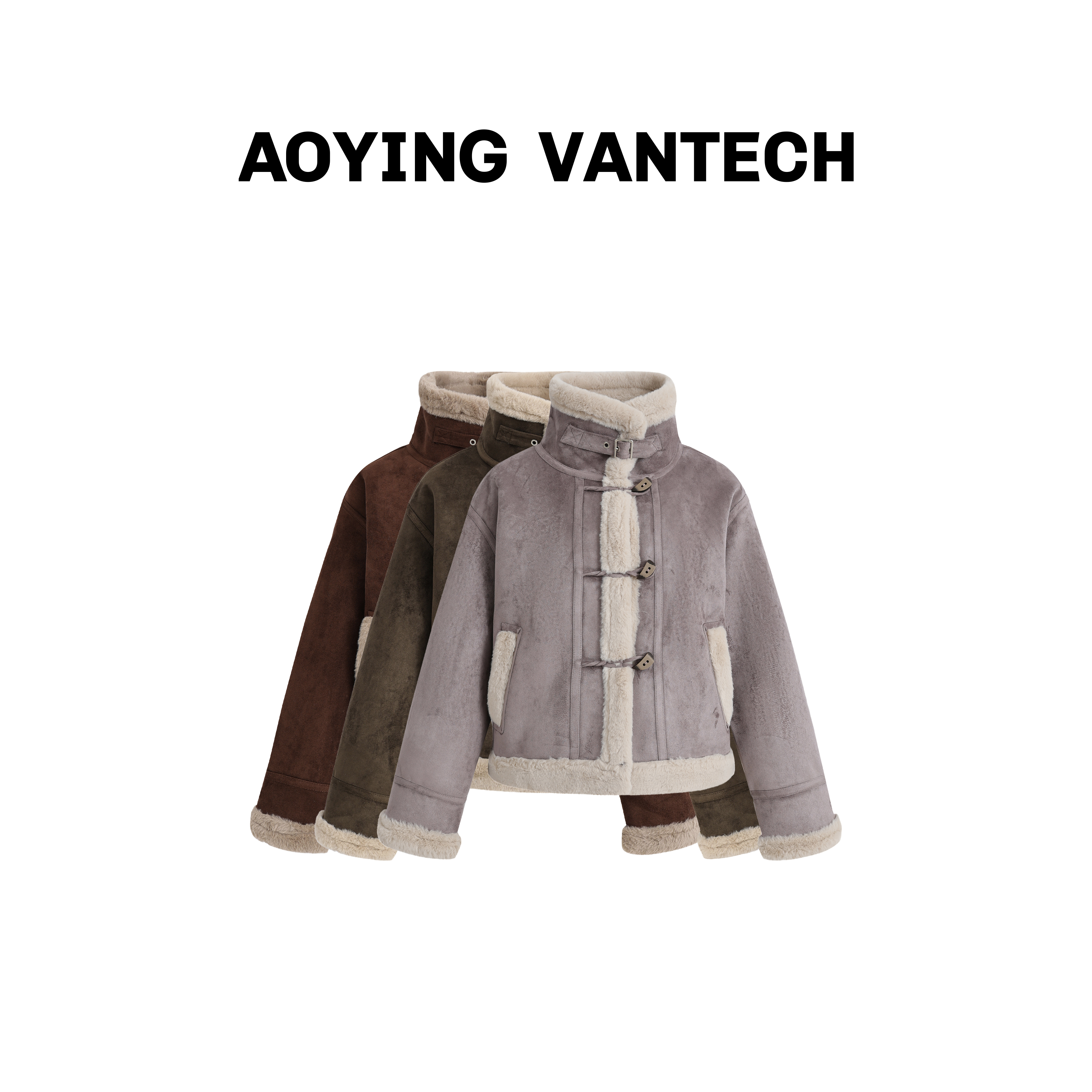 AOYING VANTECH【雪松沙丘】可立领可翻领皮毛一体加厚保暖外套
