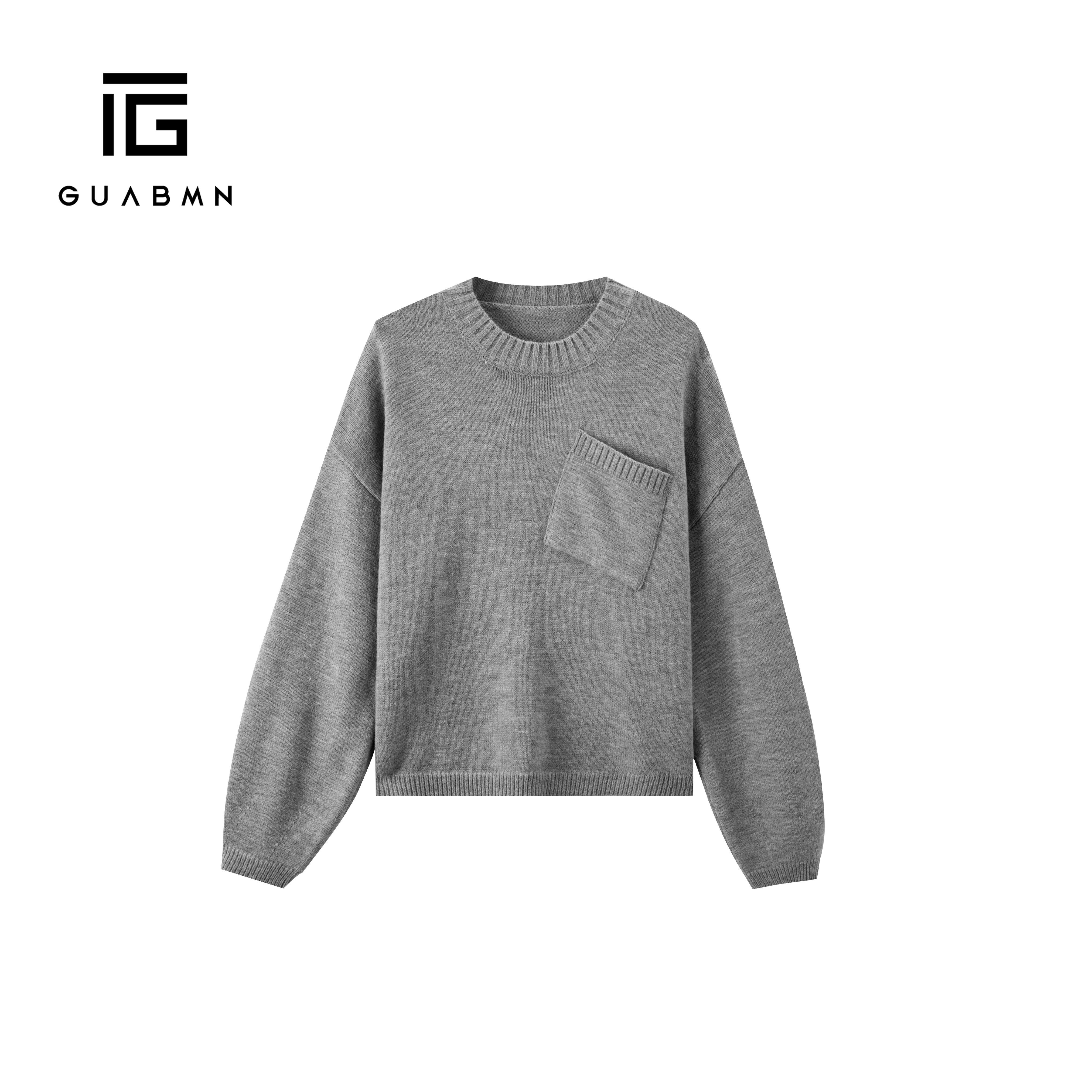 GUABMN2025秋季新款高级感口袋装饰廓形针织套衫3738