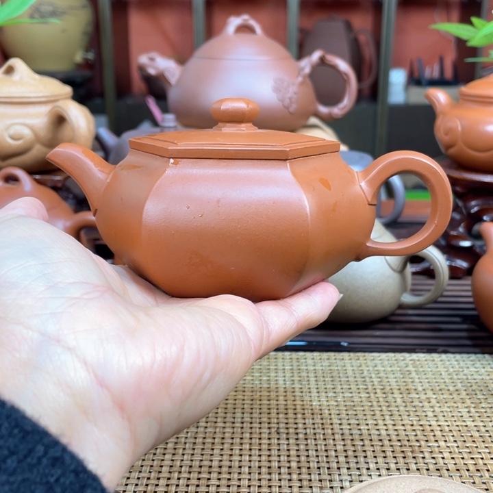 茶壶紫砂朱泥六方壶