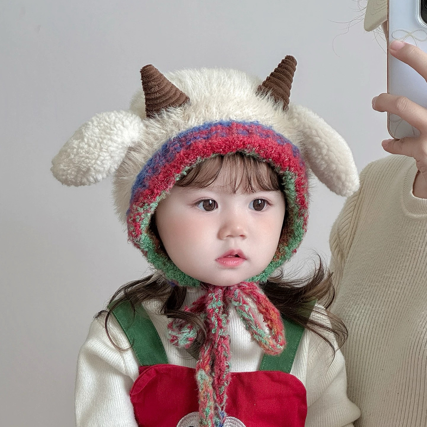 冬季儿童帽子时尚毛绒可爱小羊毛绒帽女童洋气护耳加厚保暖毛线帽