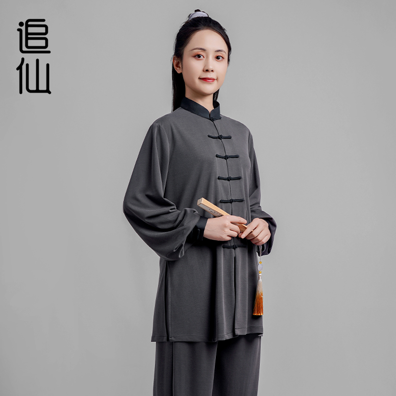 追仙太极服套装春夏秋长袖亲肤简约中式练功武术表演服