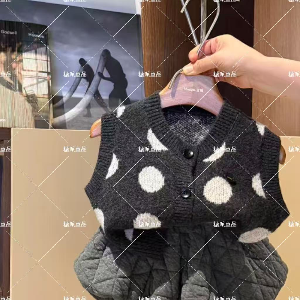 【单件马甲】2424韩系小灰！波点针织马甲