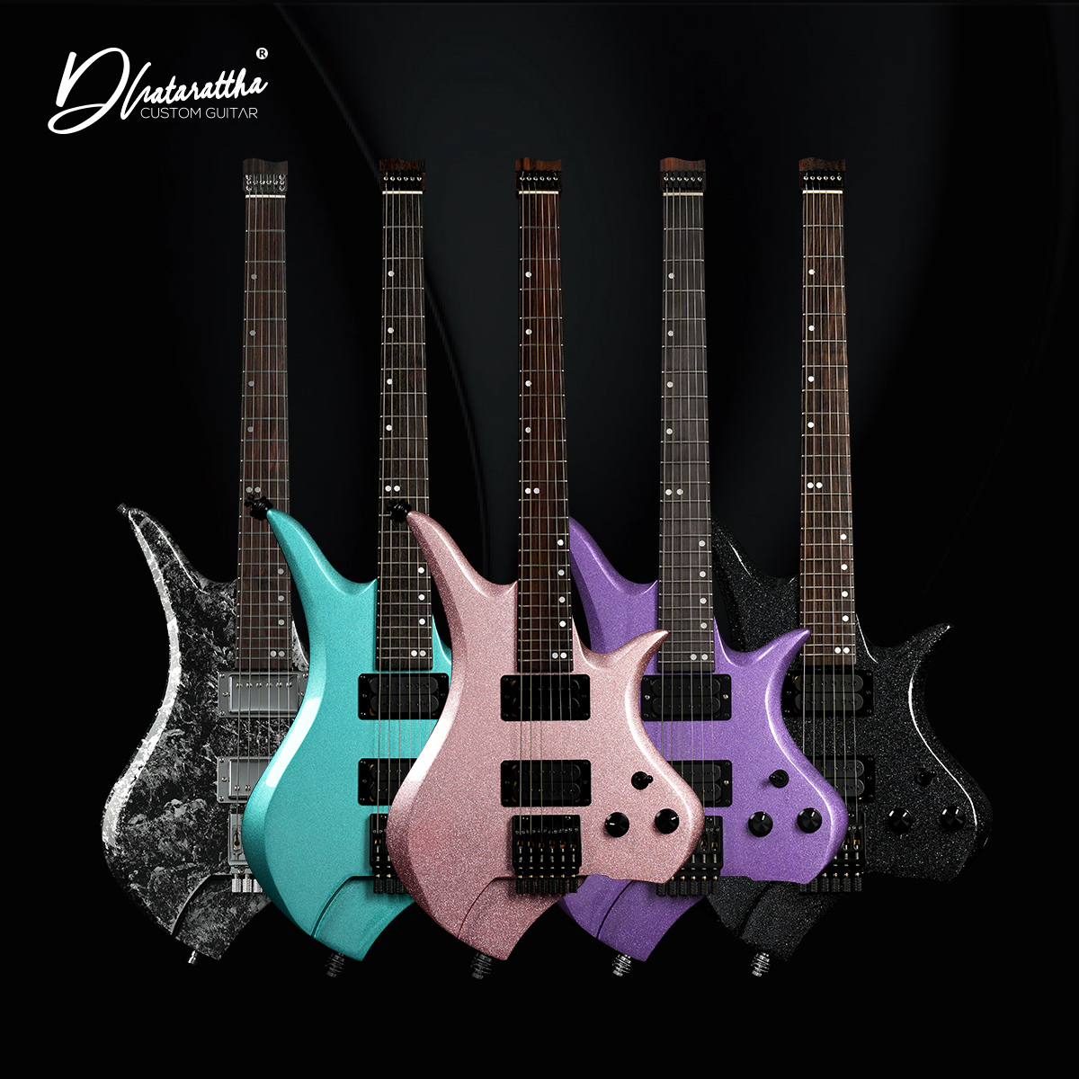 【邮费自理】无头电吉他 24品 双双拾音器带提拉切单 品丝圆头倒角 