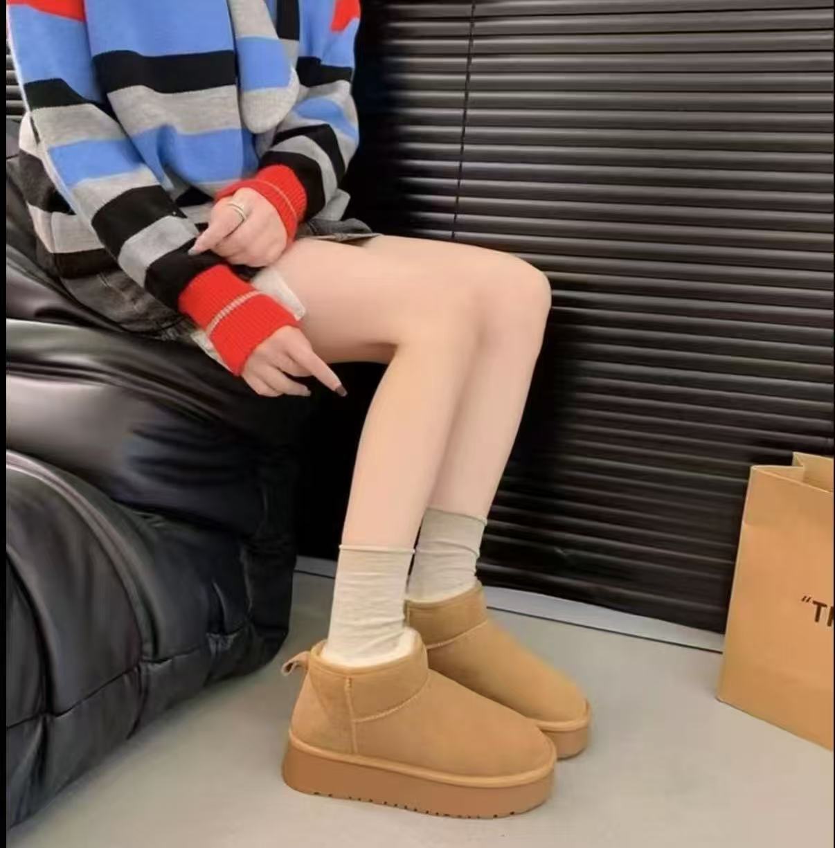 【现货+运费险】雪地靴冬季新款女厚底加绒保暖短筒61111