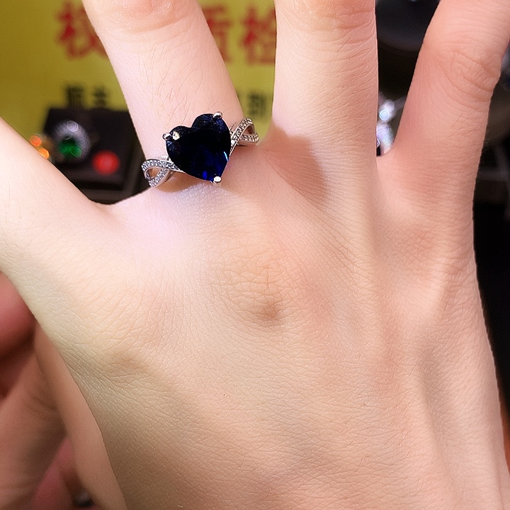 蓝宝石戒指银S925镶嵌