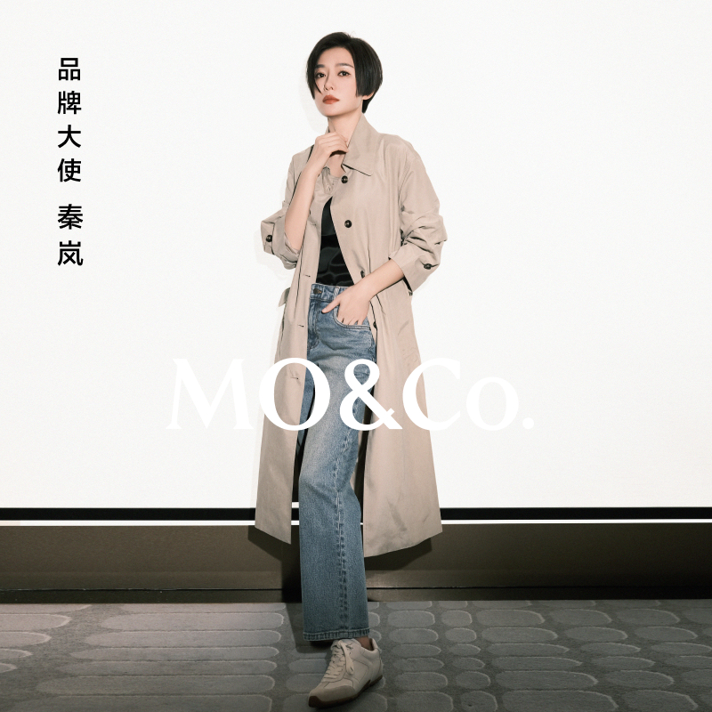 【moco秦岚同款C+系列】风衣2025春新品附腰带长款外套MBE1TRC003