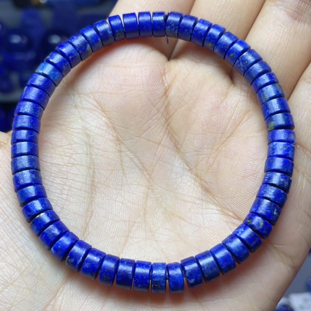 青金石未镶嵌6×3mm直切药片手串