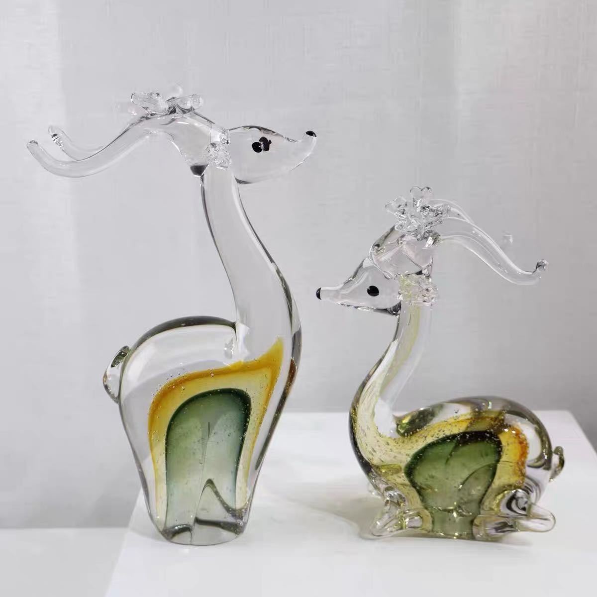 馨可雅小鹿轻奢琉璃摆件玄关客厅电视柜软装设计