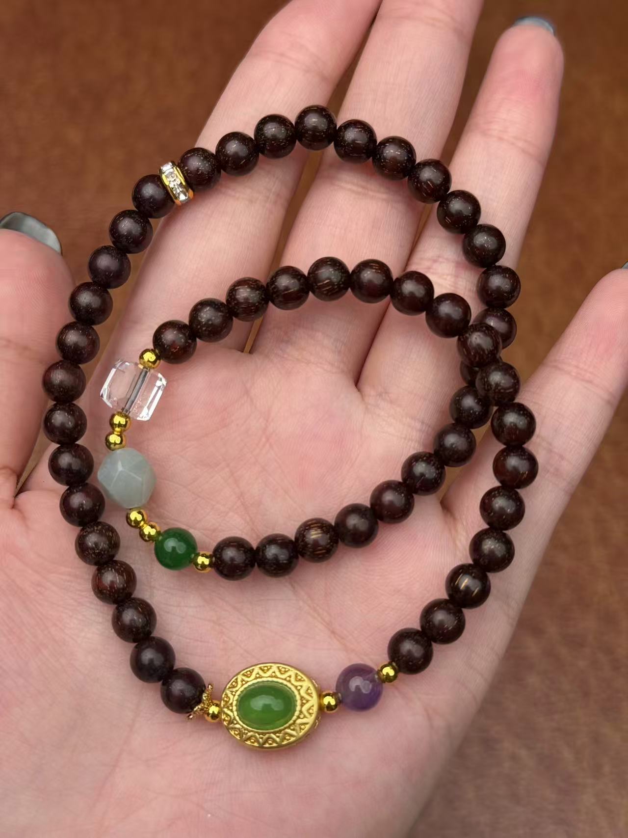 STJ083 小叶紫檀双圈手串无礼盒