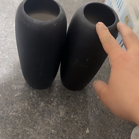 瓶两个黑24厘米平白花瓶磨砂