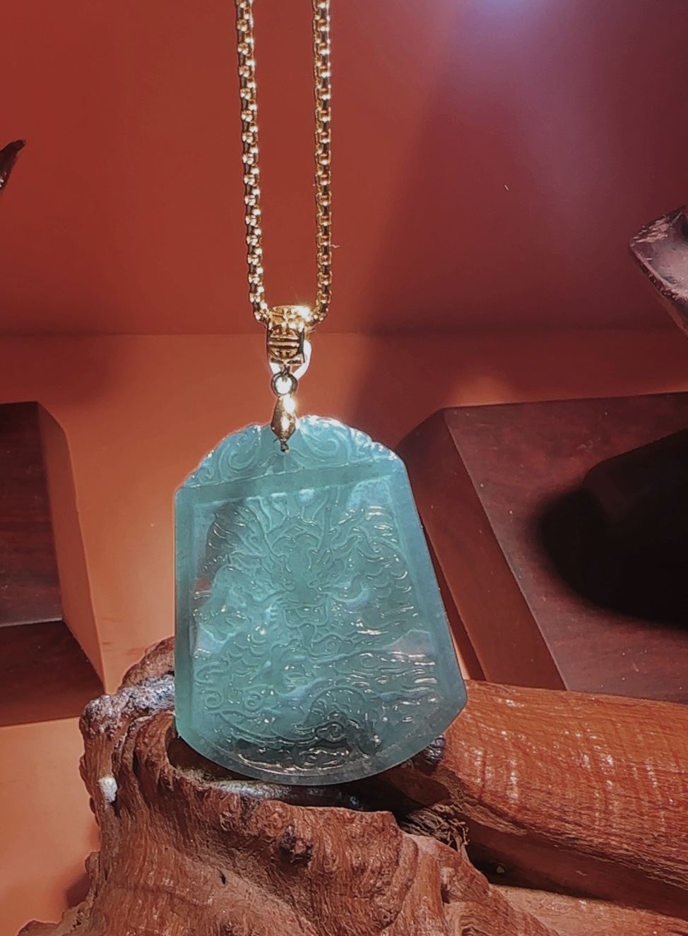 天然A货翡翠时尚龙牌配珠链GS-30003 多样性发其一