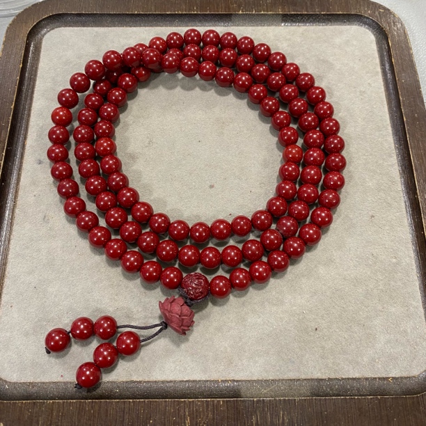 含辰砂工艺品C273 辰砂卡0.8圆珠多圈手串