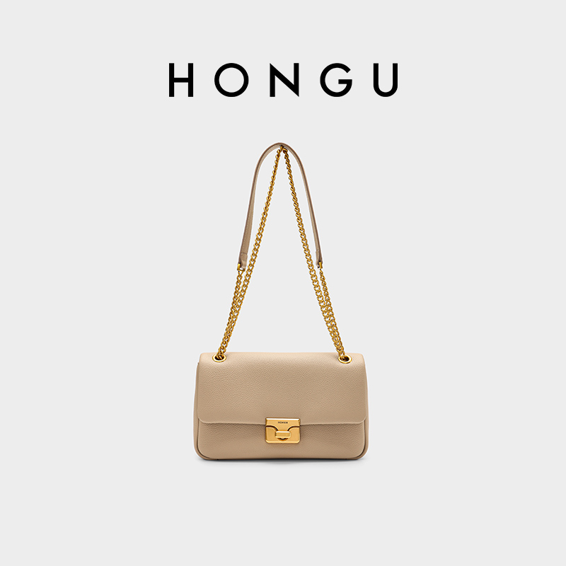 HONGU/红谷新款真皮单肩腋下包通勤斜挎牛皮女士小方包包H5176072