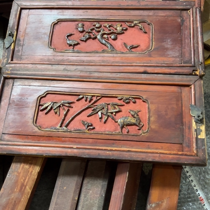 雪***庐香榧木老木雕花板艺术