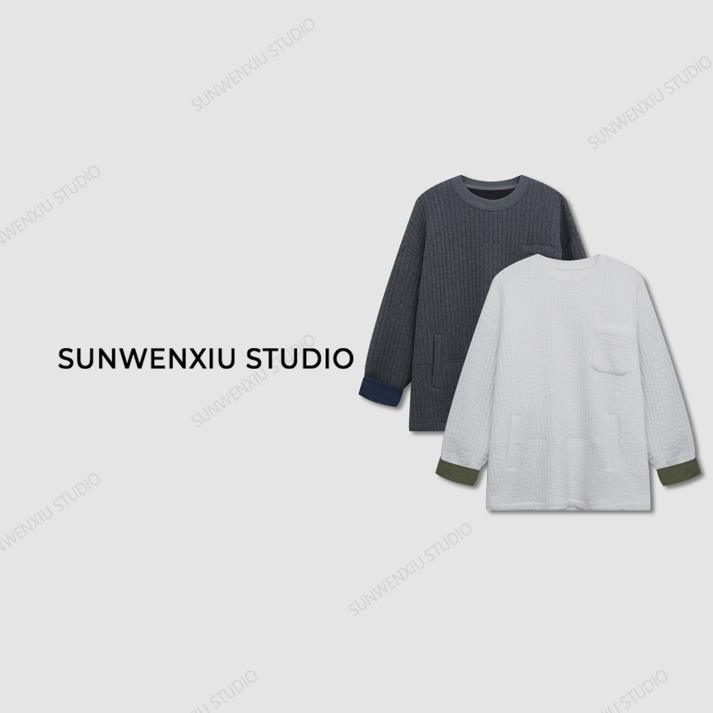 swx studio5店 '三保暖卫衣“柔软亲肤休闲廓形圆领拼色卫衣