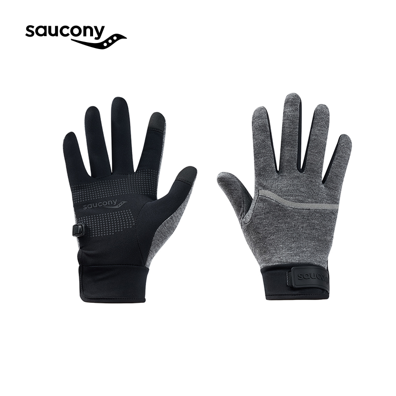 Saucony索康尼官方 手背羊毛面料魔术贴调节松紧运动手套