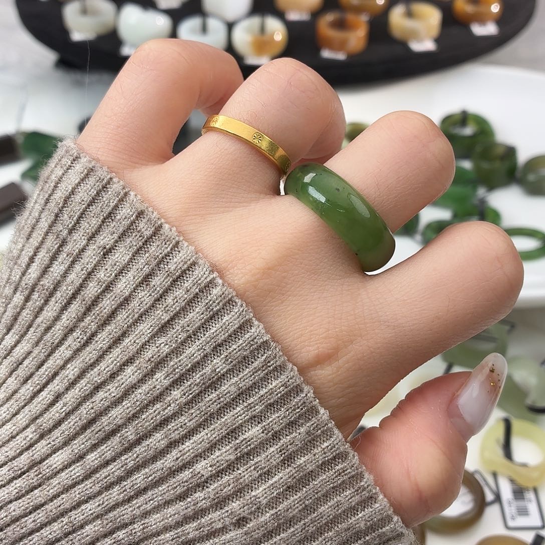 和田玉（糖玉）未镶嵌戒指S12碧玉轮胎20.2