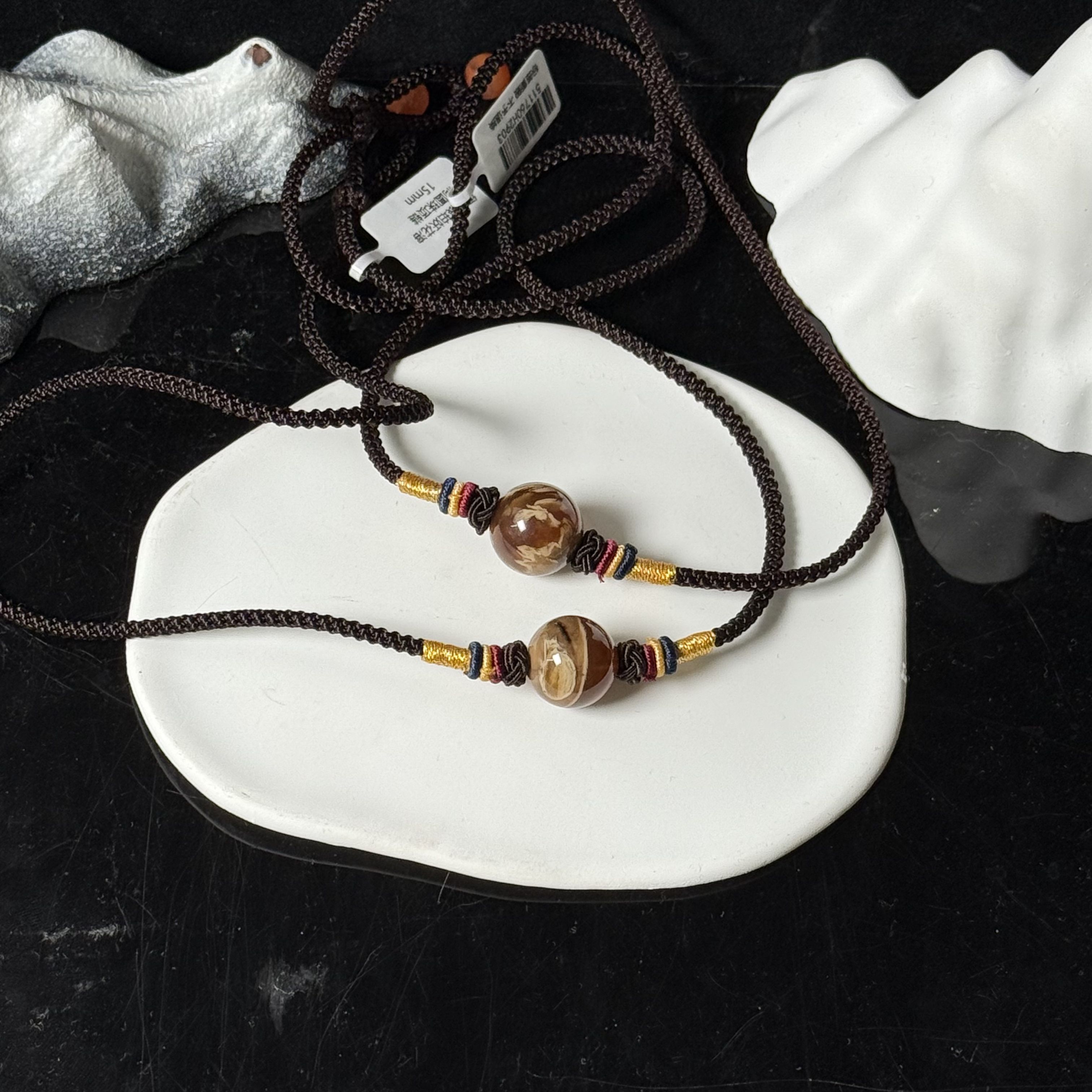 缅甸根珀妖花溶洞圆珠项链15mm （多样性发一）