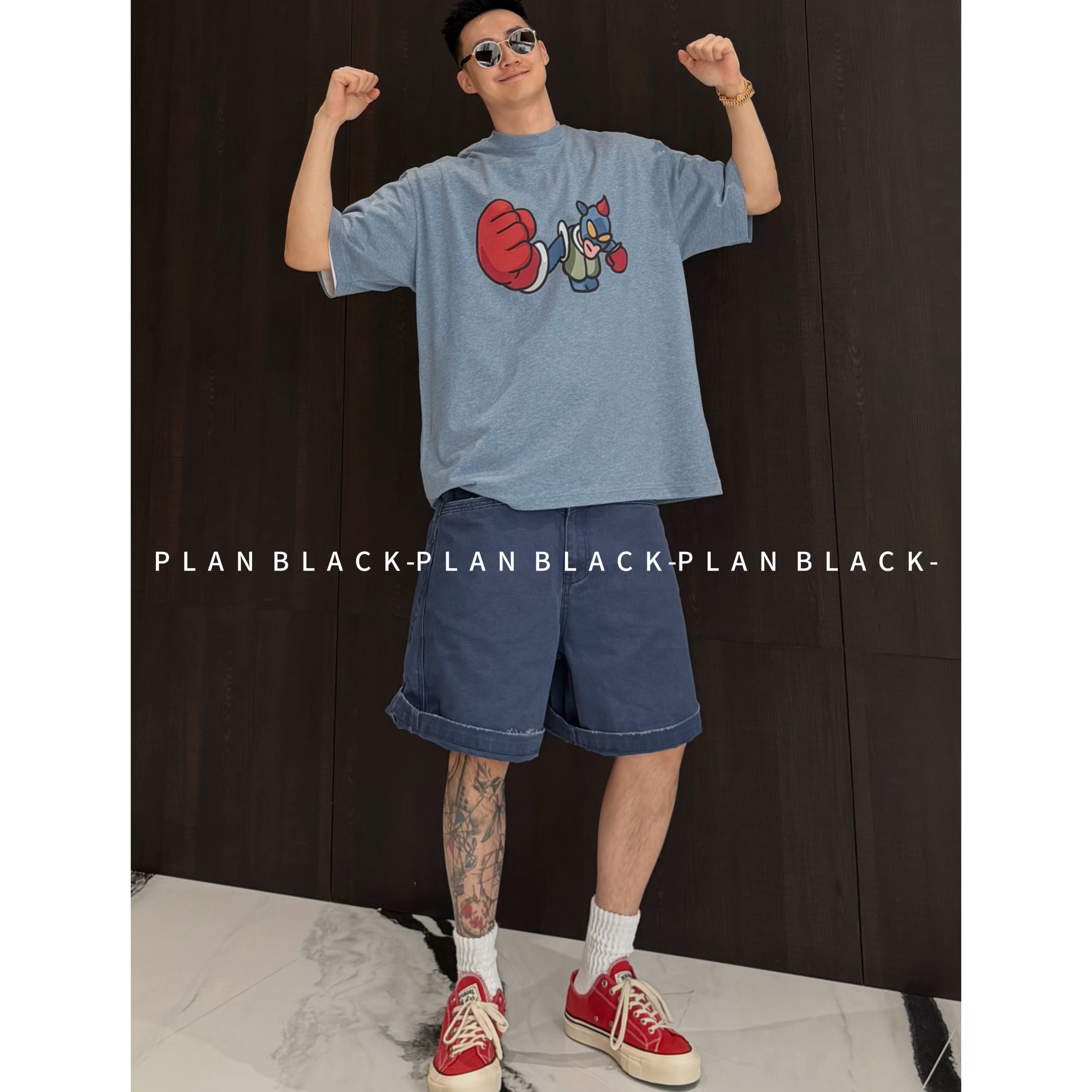 PLANBLACK发财【动感超人/T恤】趣味IP！穿搭年轻态度T恤8646