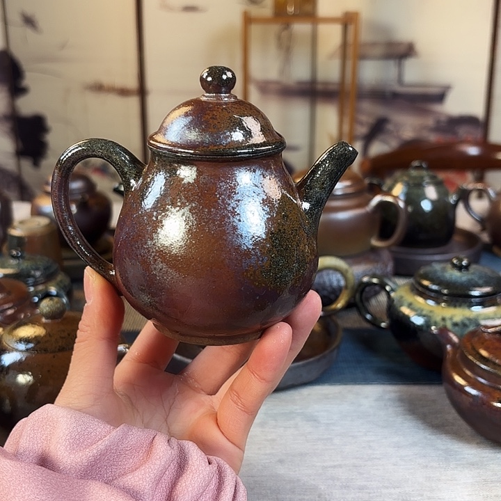 壶柴烧紫砂壶高潘