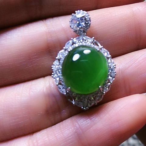 和田玉挂件银S925镶嵌