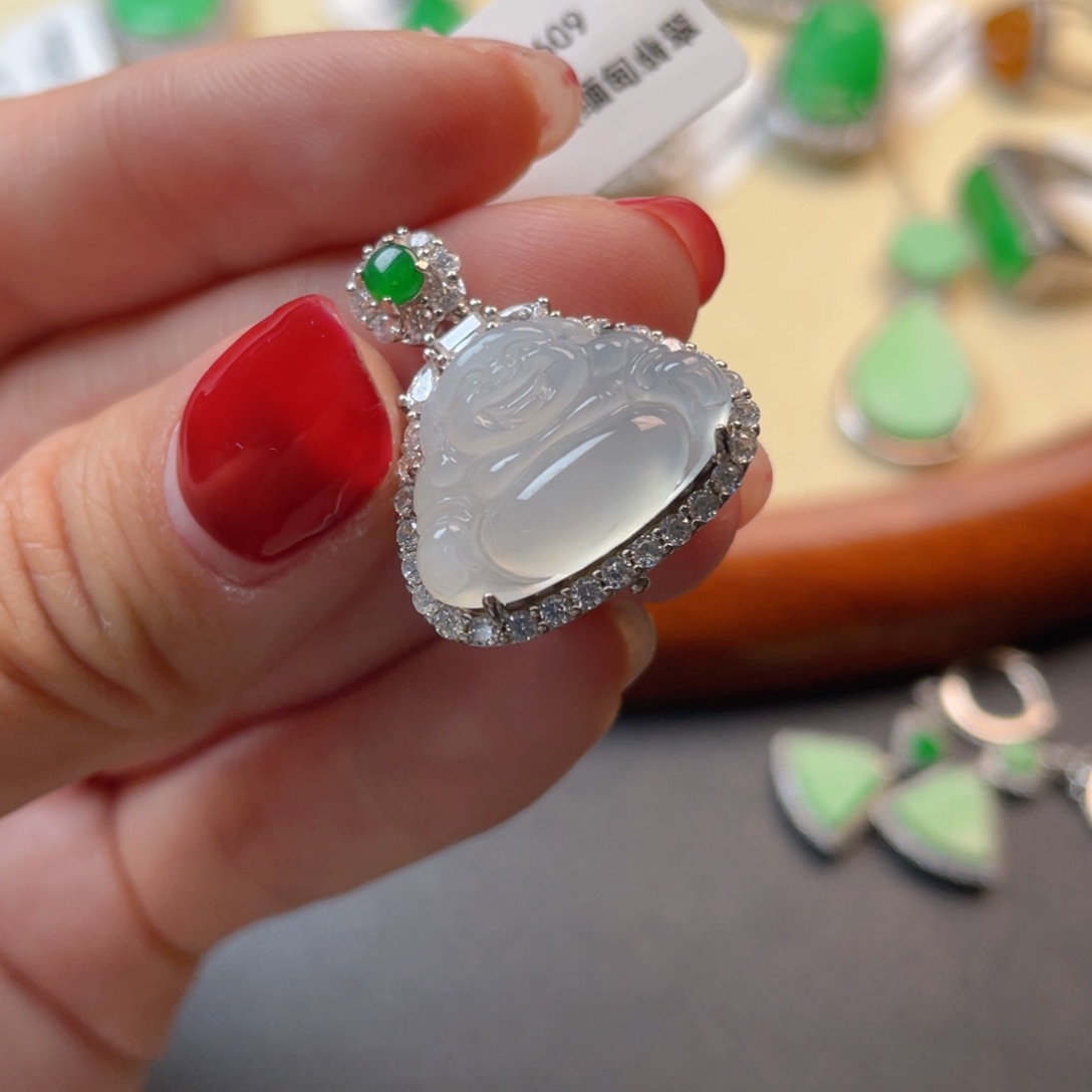 翡翠吊坠(不含链)银S925镶嵌