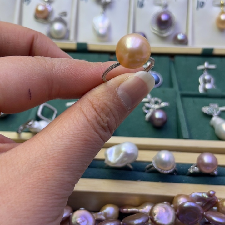 淡水珍珠戒指银S925镶嵌