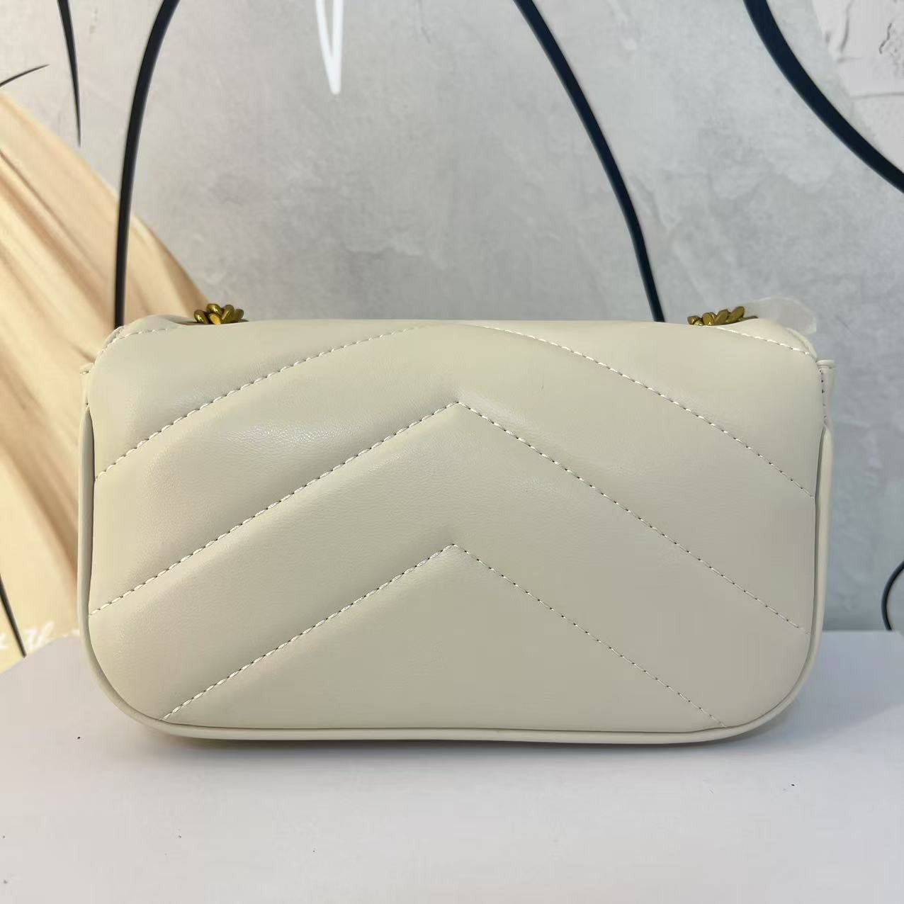 HM378 C25新款米白迷你小方包单肩斜挎包-1