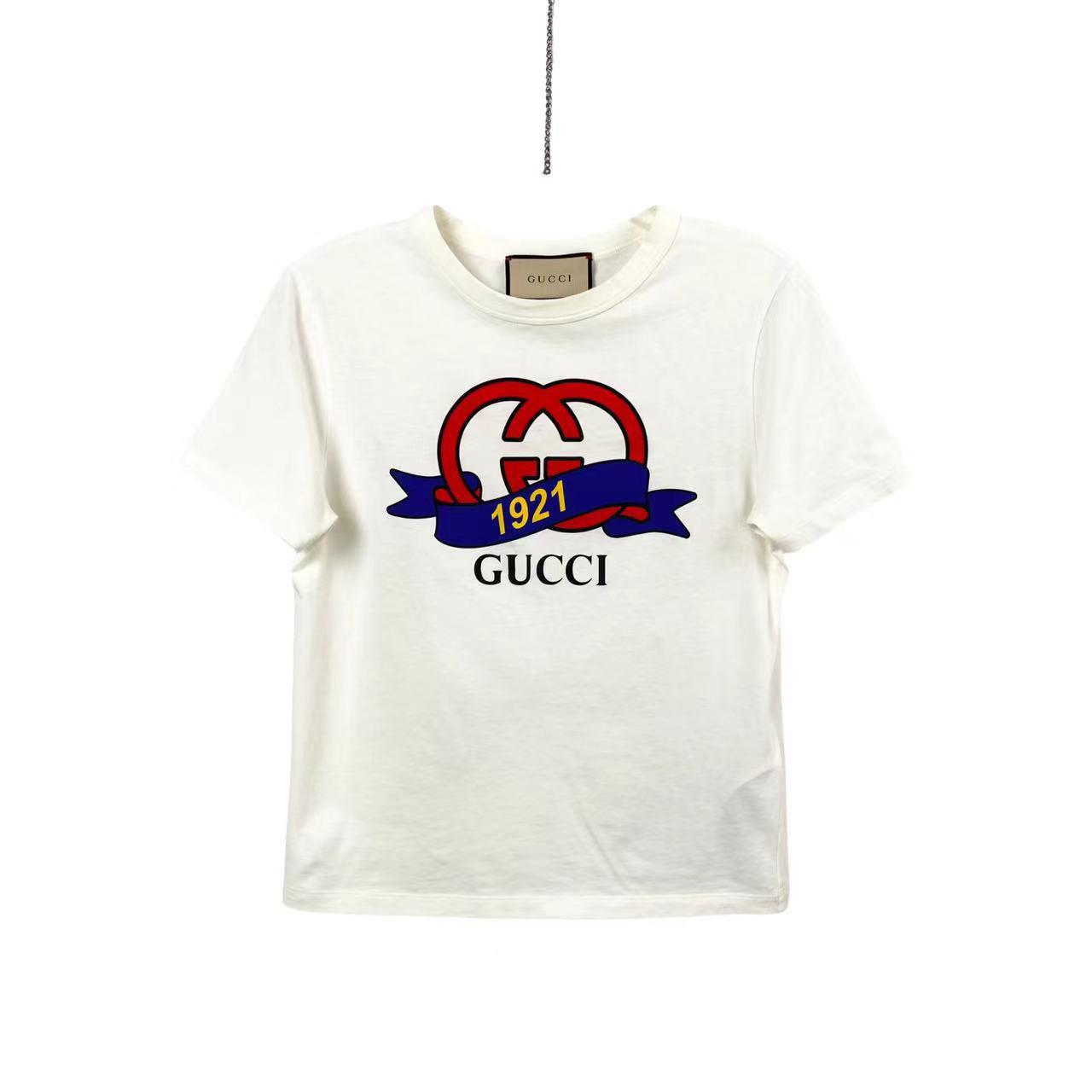 99新 GUCCI/古驰 aa2158 棉 1921印花字母logo短袖 L码 