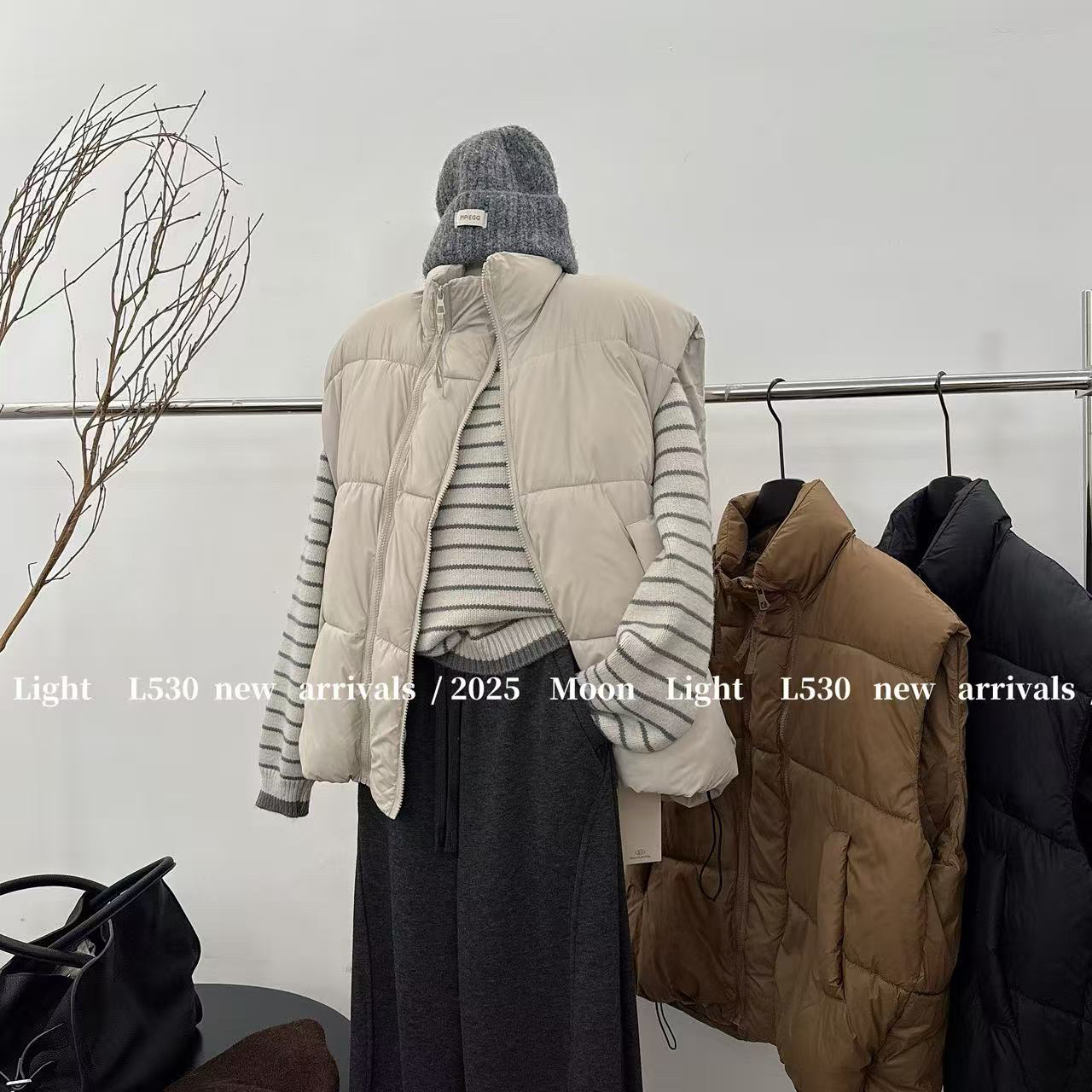 MOON福（9MOL530#）拉链可拆卸 韩系双拉链立领棉服马夹11-24