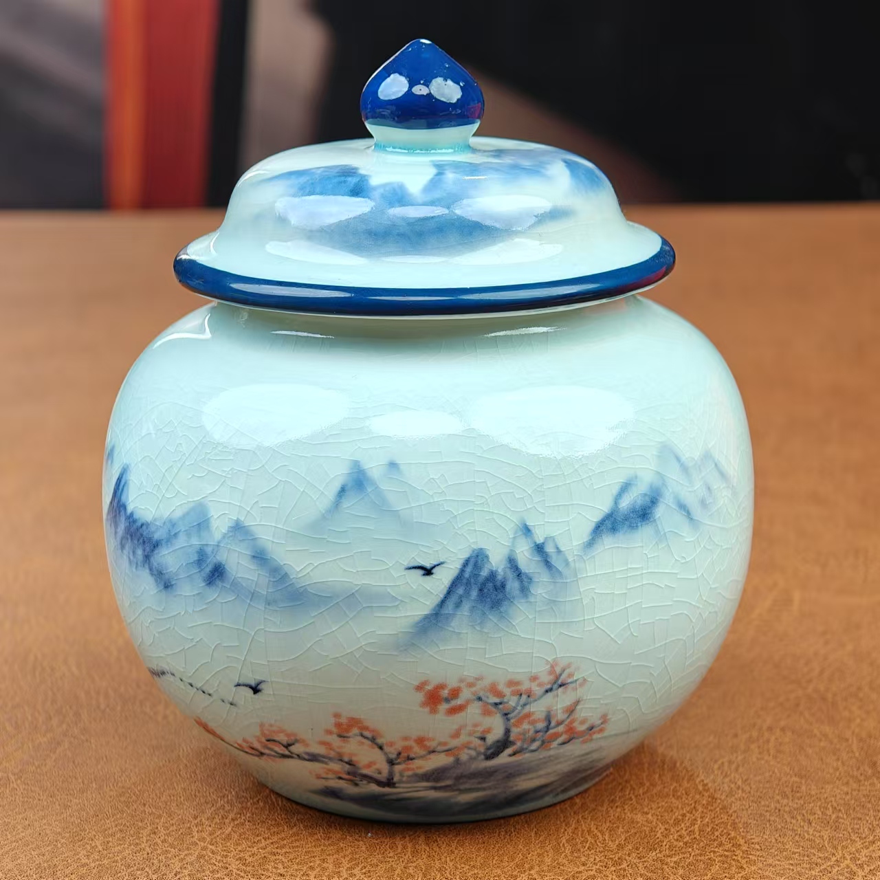 千里江山蓝顶茶叶罐G79