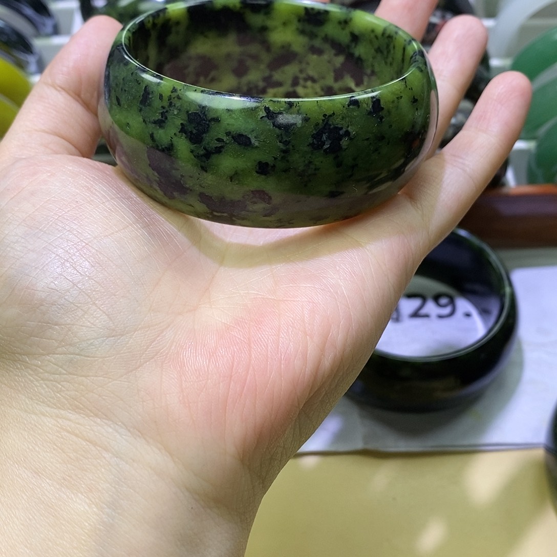 潇***雨蛇纹石玉未镶嵌手镯3