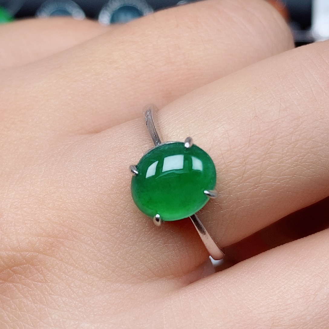 翡翠戒指银S925镶嵌戒指