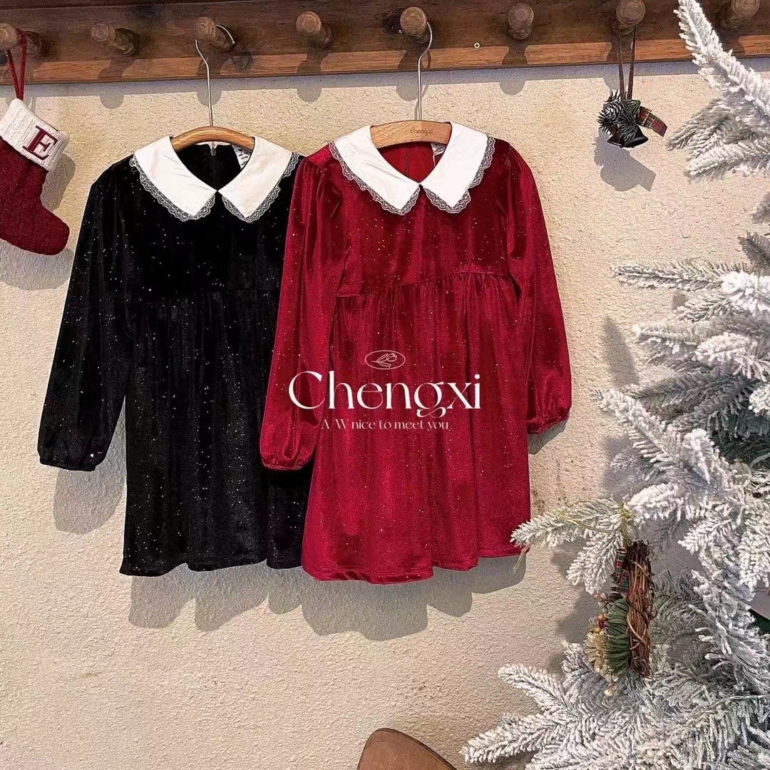 【荔枝优选】红色过年连衣裙喜庆节日加绒女童