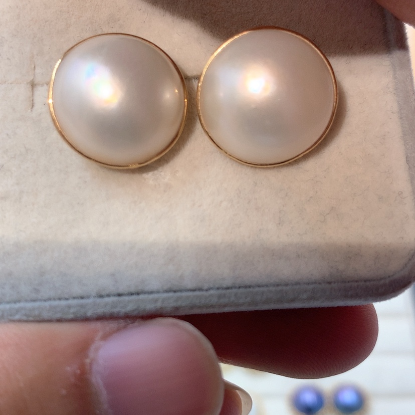 【闪购商品】耳饰拼合珍珠（马贝珠）18K金镶嵌