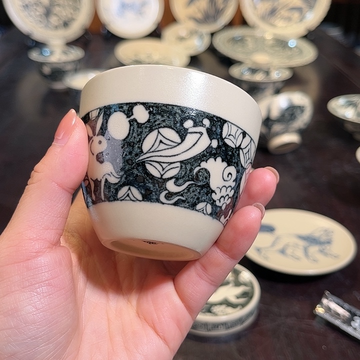 瓷片元青花瓷器暴富杯