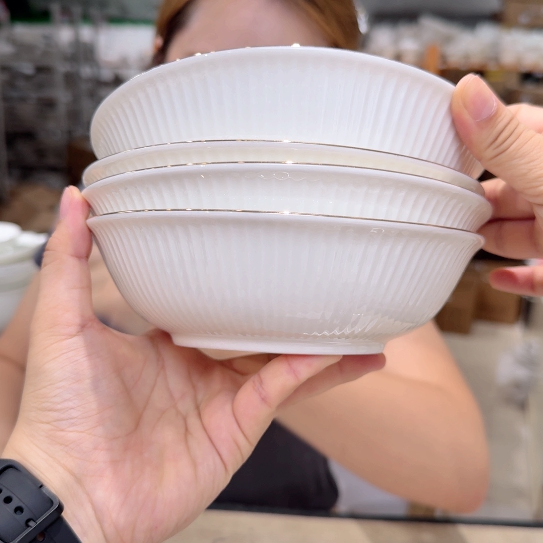 骨瓷7英寸饭碗18cm4个外贸骨瓷微瑕