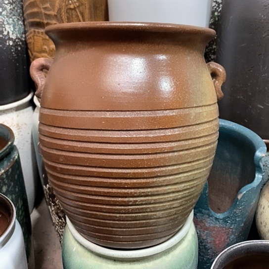 紫砂花盆口24高度30双耳黄