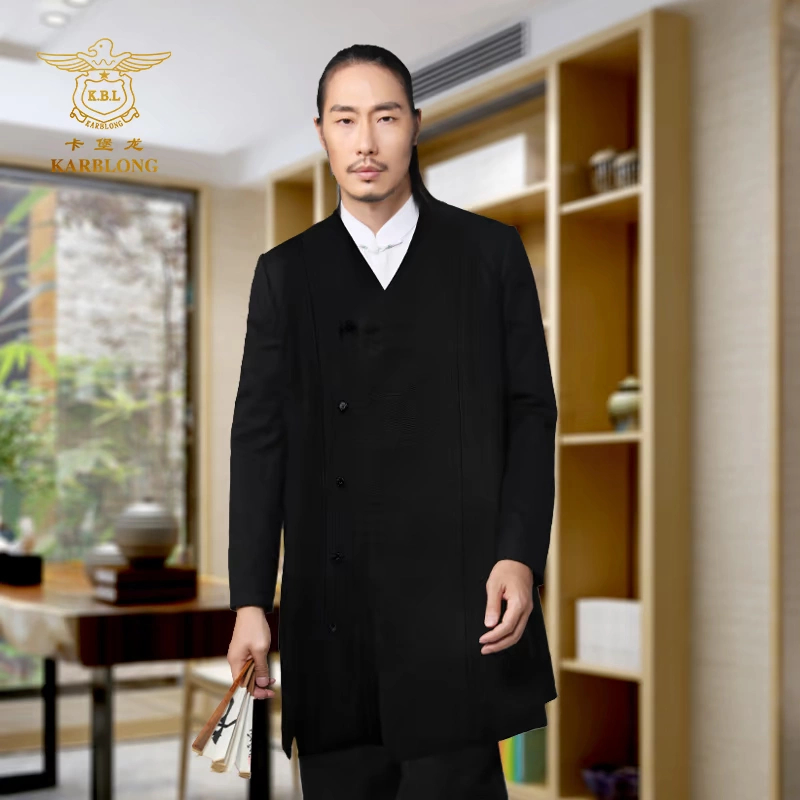 高端男士唐装改良汉服中国风长袖居士服中式休闲中长款开衫