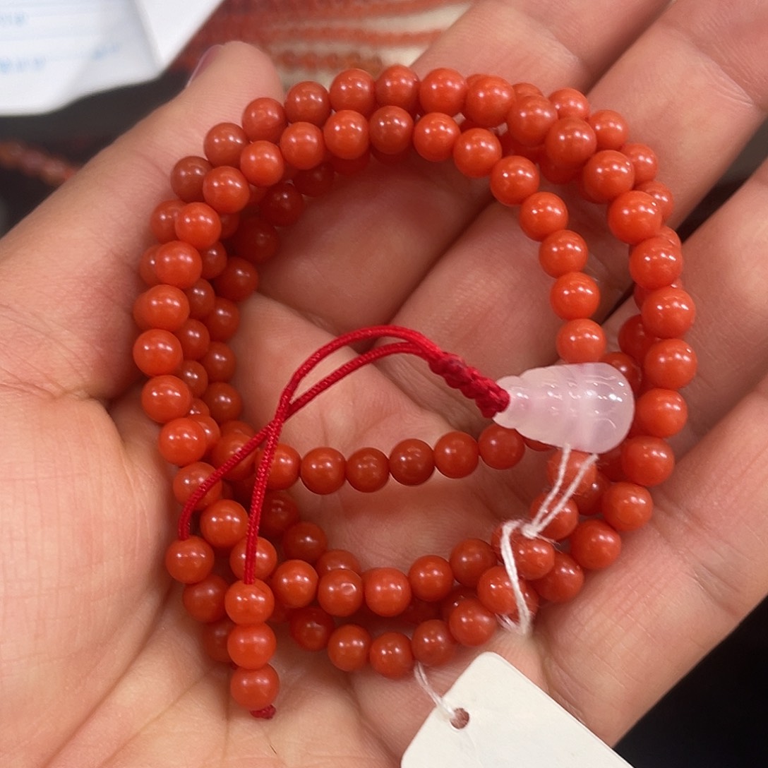 重***生南红玛瑙未镶嵌手链东山五岔路柿子红108