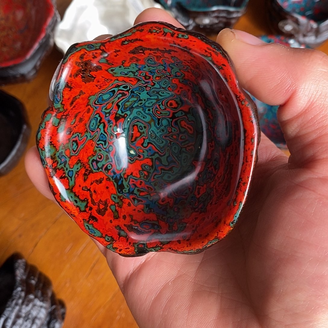 舍***得大漆灵芝杯螺钿工艺高级