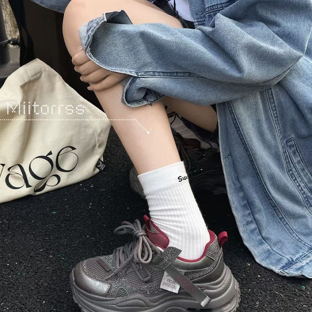 蜜兔皮+网老爹鞋舒适轻便