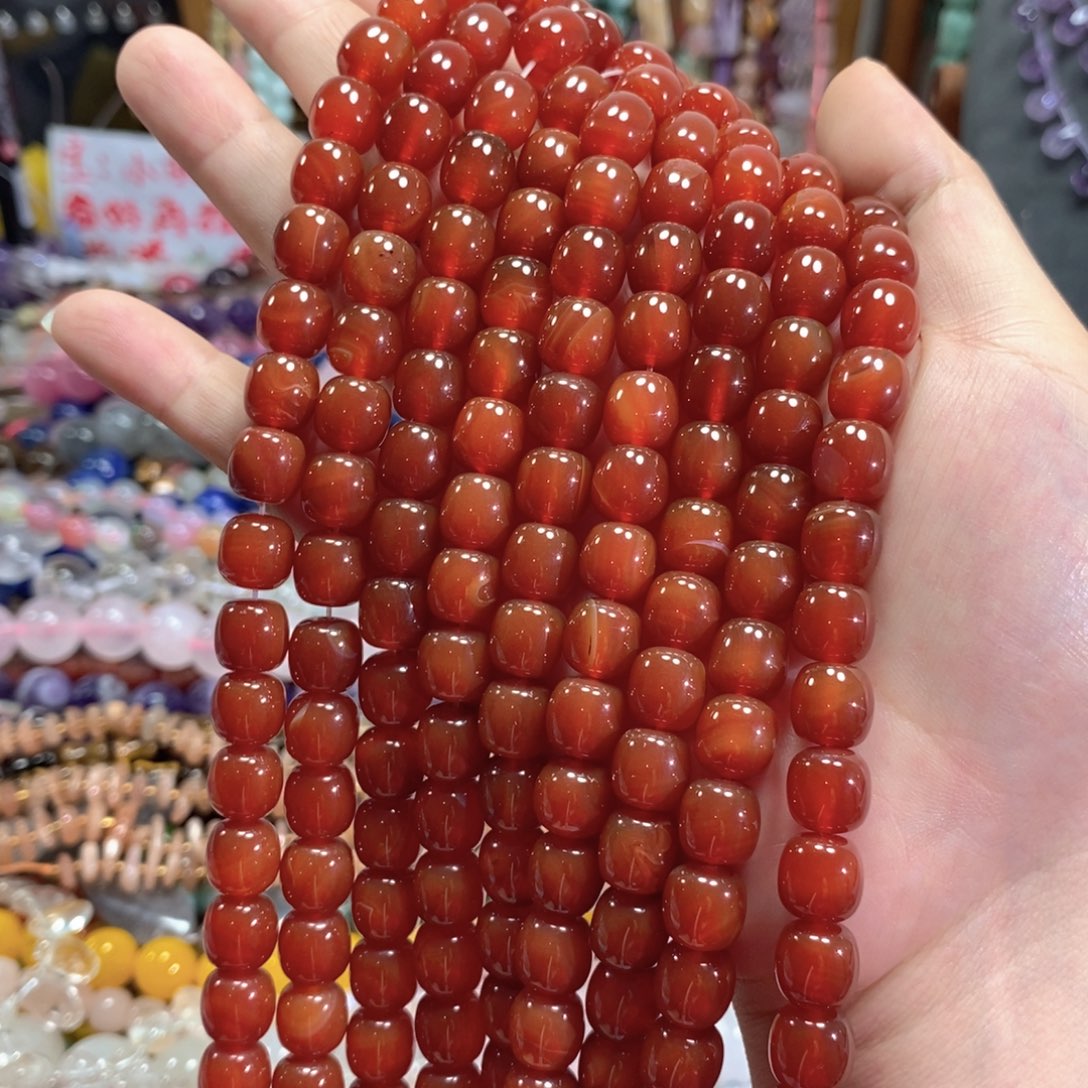 未镶嵌玛瑙/玉髓珠宝半成品红玛瑙老型一条卡10mm