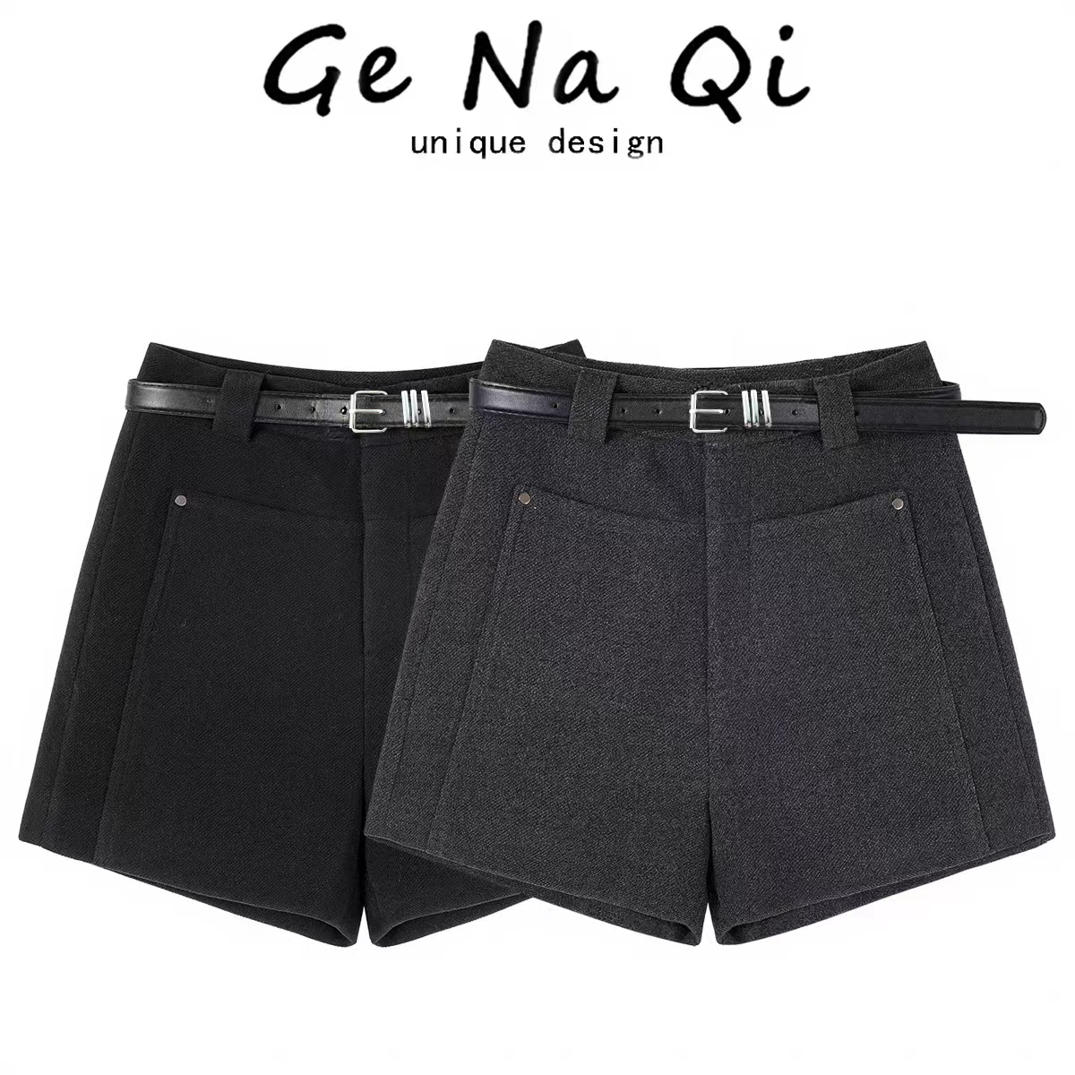 毛呢短裤女2025新款秋冬百搭A字阔腿高腰显瘦呢子外穿靴子短裤